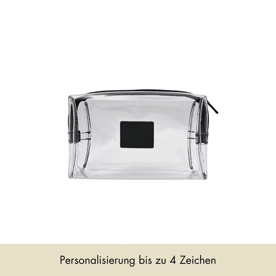 Kosmetiktasche genarbtes Leder | Schwarz & Silber – Vorbestellung