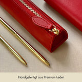 Leder Federtasche mit kostenloser Personalisierung - Scarlet & Gold | MERSOR