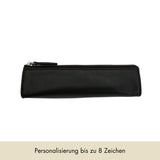 Schlampermäppchen aus Leder als Geschenk mit Namen - Schwarz & Silber | MERSOR