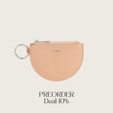 Cosmetic Bag Grained Leather | Dark Red & Gold