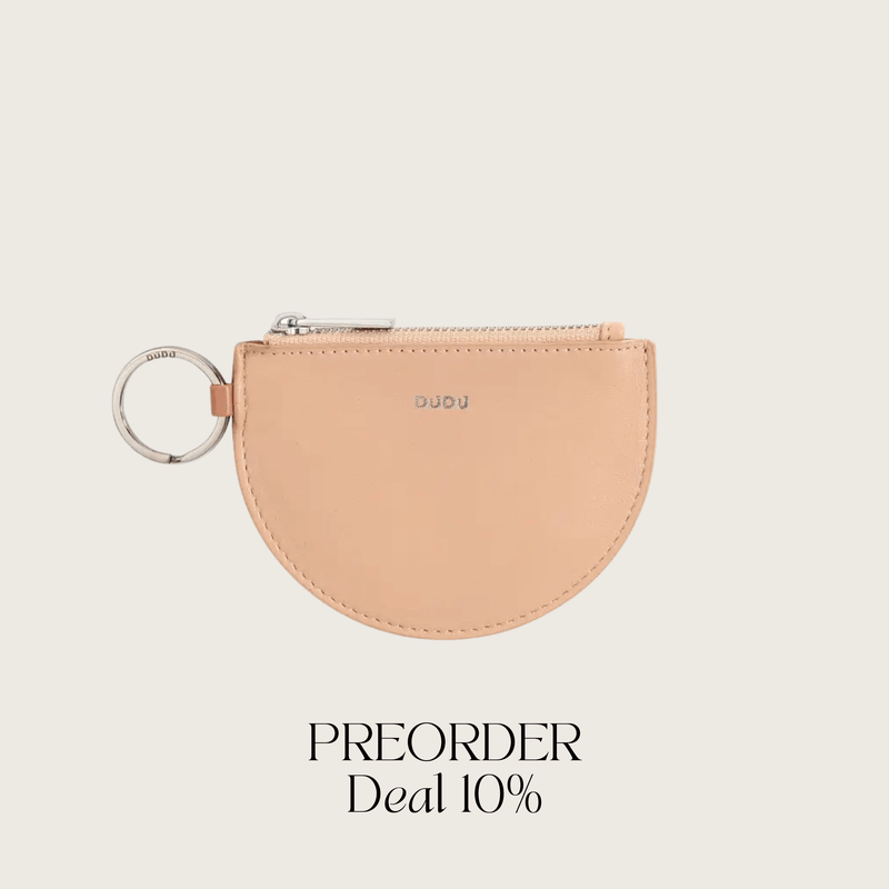 Cosmetic Bag Grained Leather | Dark Red & Gold