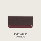 Cosmetic Bag Grained Leather | Dark Red & Gold