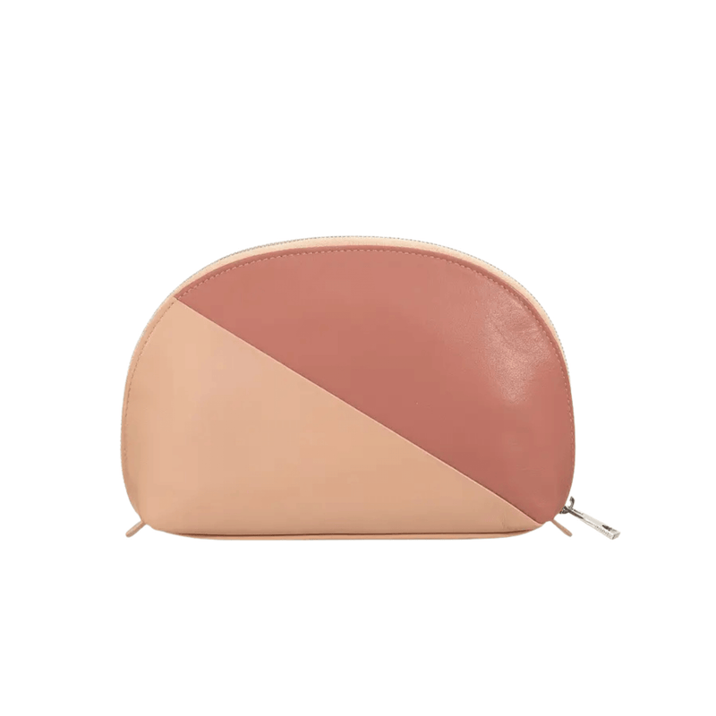 Cosmetic Bag Grained Leather | Dark Red & Gold