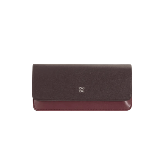 Cosmetic Bag Grained Leather | Dark Red & Gold