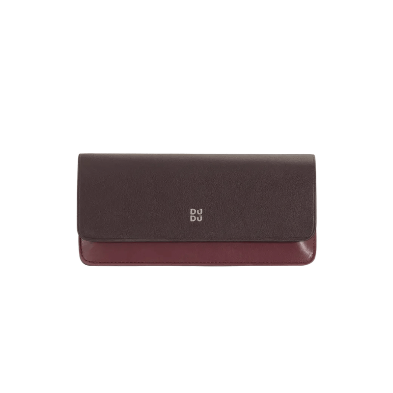 Cosmetic Bag Grained Leather | Dark Red & Gold