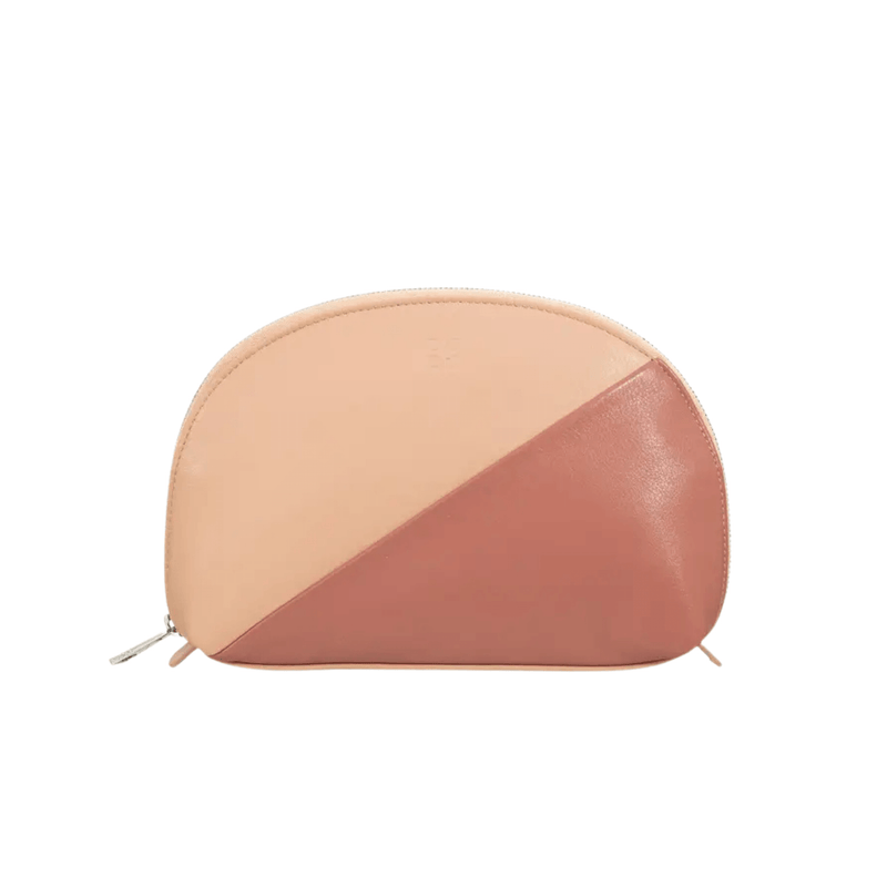 Cosmetic Bag Grained Leather | Dark Red & Gold