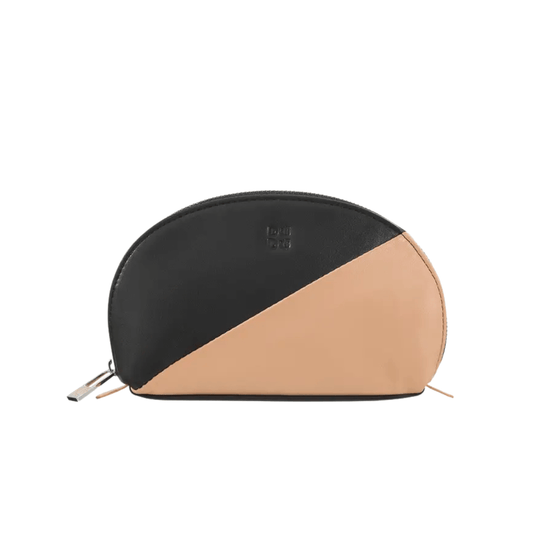Cosmetic Bag Grained Leather | Dark Red & Gold