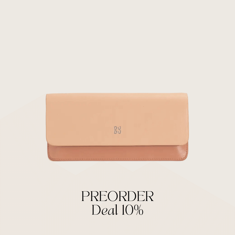 Cosmetic Bag Grained Leather | Dark Red & Gold
