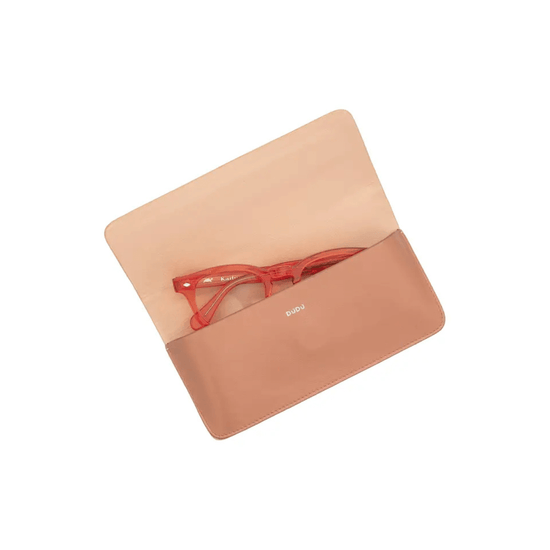 Cosmetic Bag Grained Leather | Dark Red & Gold
