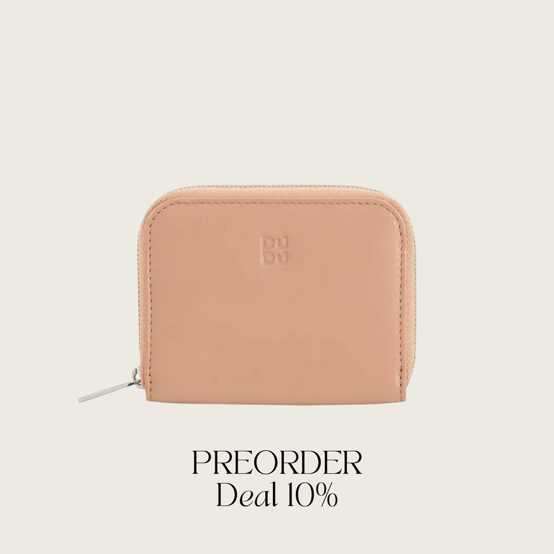 Cosmetic Bag Grained Leather | Dark Red & Gold