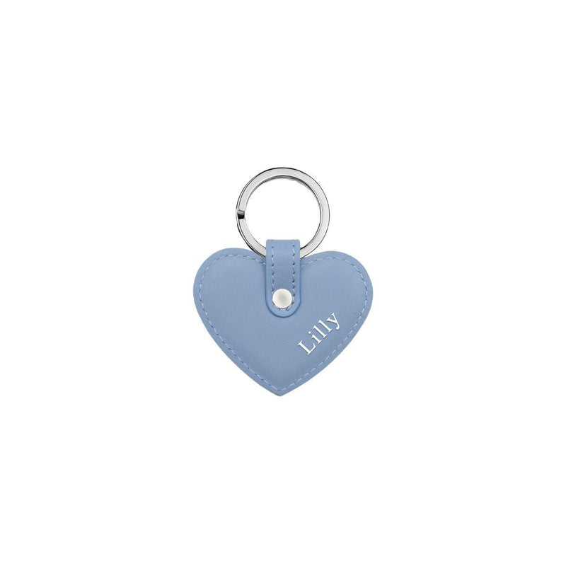 Keyring Heart Smooth Leather | Ice Blue & Silver