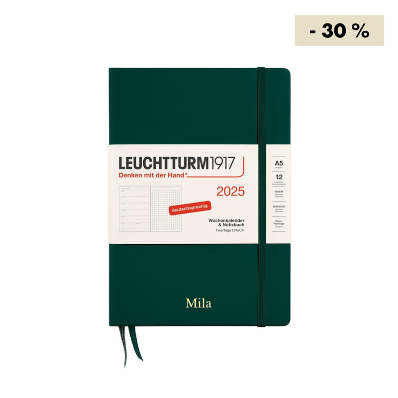 Wochenkalender 2025 & Notizbuch A5 dotted | Forest Green