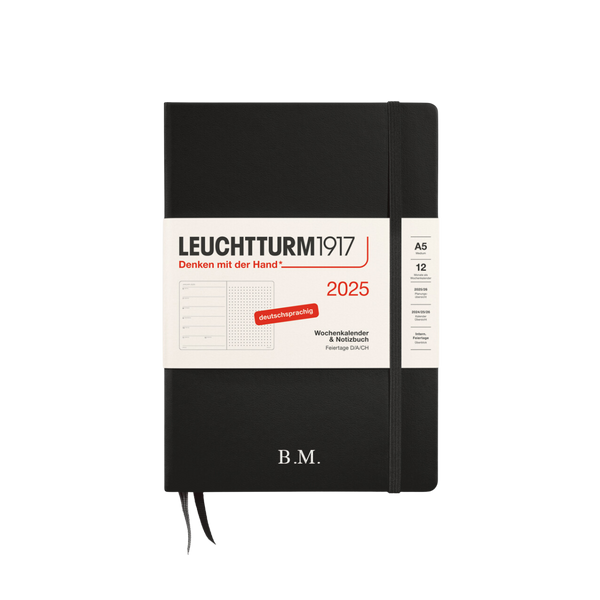 Weekly Calendar 2024 & Notebook A5 lined | Black