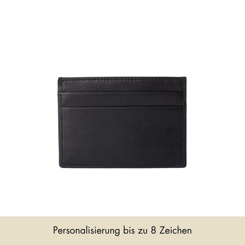 Kartenhalter Glattleder | Schwarz - Personalisierterer Kartenhalter - Schwarzes Glattleder | MERSOR