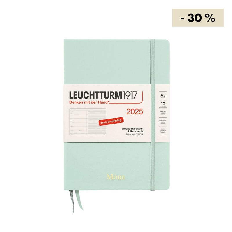 Wochenkalender 2025 & Notizbuch A5 liniert | Mint Green