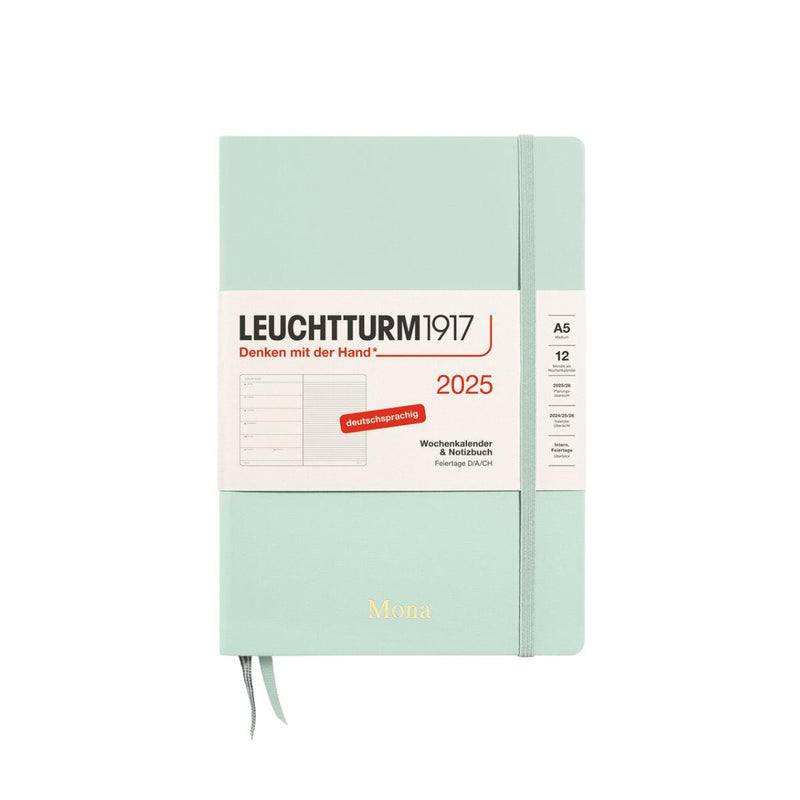 Wochenkalender 2025 & Notizbuch A5 liniert | Mint Green