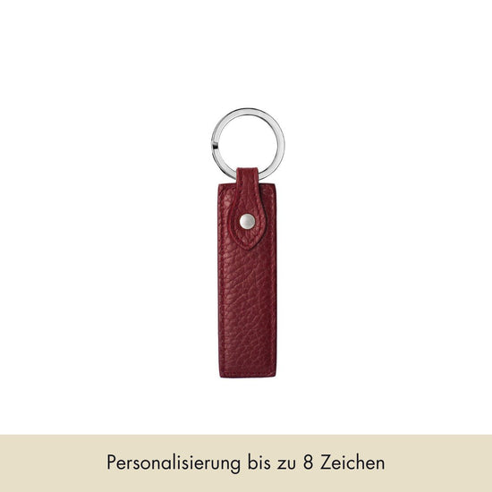 Keycharm Classic Grained Leather | Dark Red & Silver