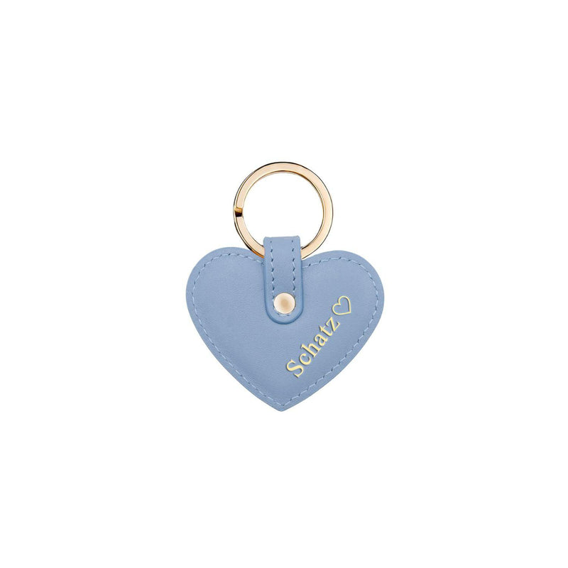 Keyring Heart Smooth Leather | Ice Blue & Gold