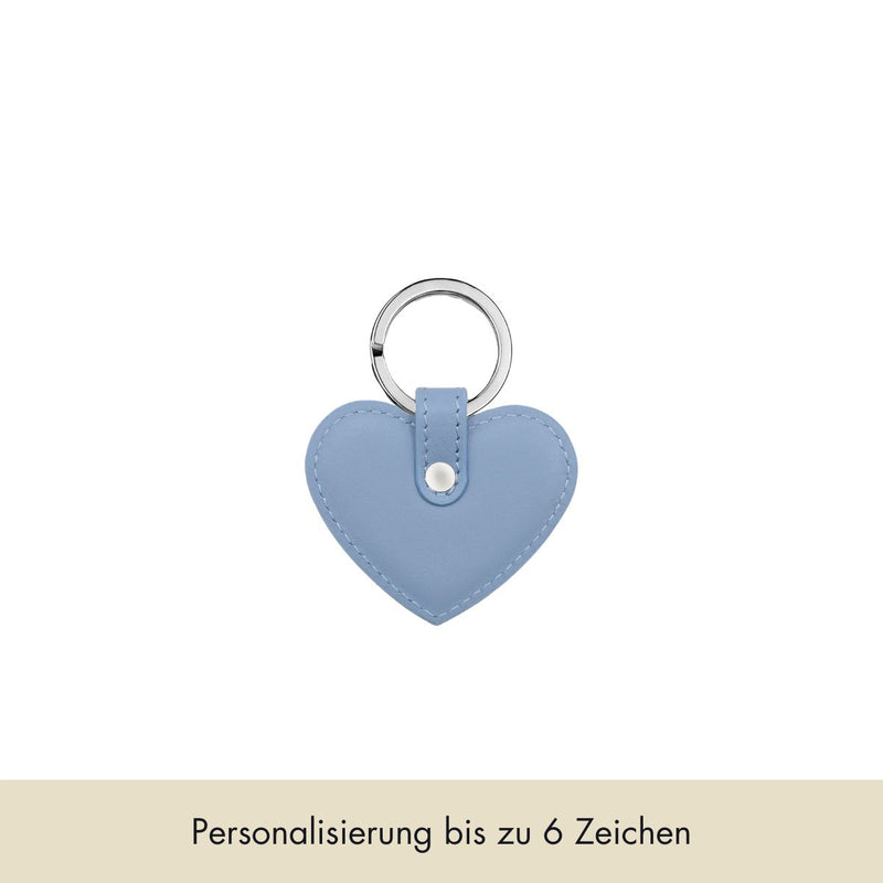 Keyring Heart Smooth Leather | Ice Blue & Silver