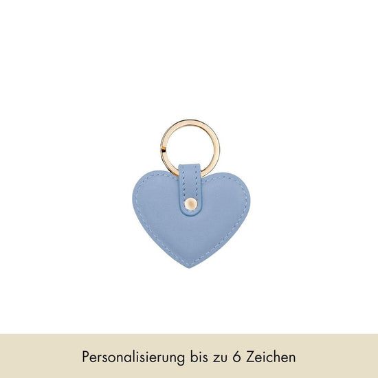 Keyring Heart Smooth Leather | Ice Blue & Gold