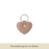 Keycharm Heart Grained Leather | Beige & Silver