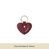 Keycharm Heart Grained Leather | Dark Red & Gold