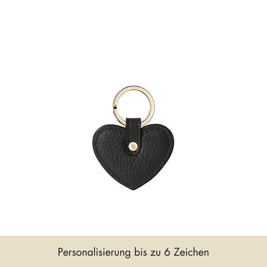 Keycharm Heart grained leather | Black & Gold