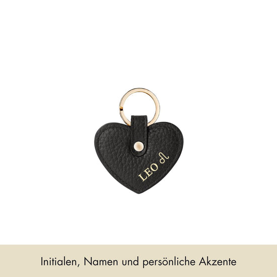 Keycharm Heart grained leather | Black & Gold