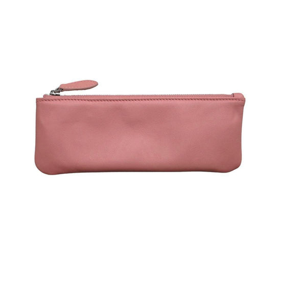 Pencil Case Smooth Leather | Misty Rose & Silver