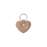 Keycharm Heart Grained Leather | Beige & Silver